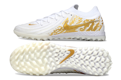 Men's Nike Phantom GX 2 Elite TF Artificial Turf Low-Tops Football Shoes - White/Gold