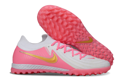 Men's Nike Phantom GX 2 Elite TF Artificial Turf Low-Tops Football Shoes - White/Pink/Gold