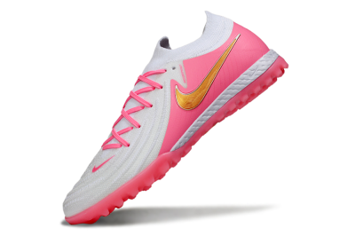 Men's Nike Phantom GX 2 Elite TF Artificial Turf Low-Tops Football Shoes - White/Pink/Gold