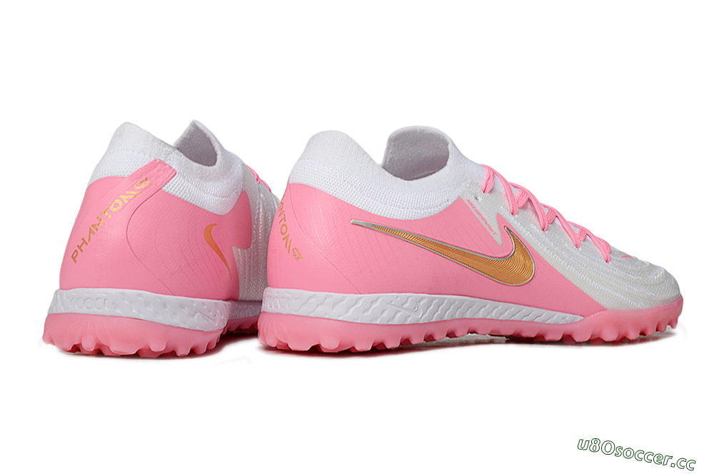Men's Nike Phantom GX 2 Elite TF Artificial Turf Low-Tops Football Shoes - White/Pink/Gold 6