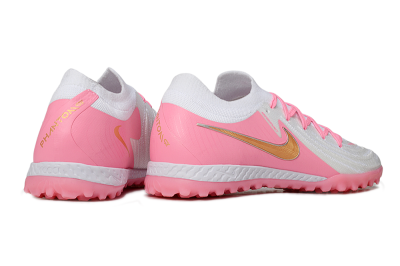 Men's Nike Phantom GX 2 Elite TF Artificial Turf Low-Tops Football Shoes - White/Pink/Gold