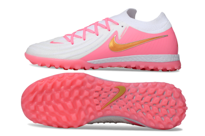 Men's Nike Phantom GX 2 Elite TF Artificial Turf Low-Tops Football Shoes - White/Pink/Gold