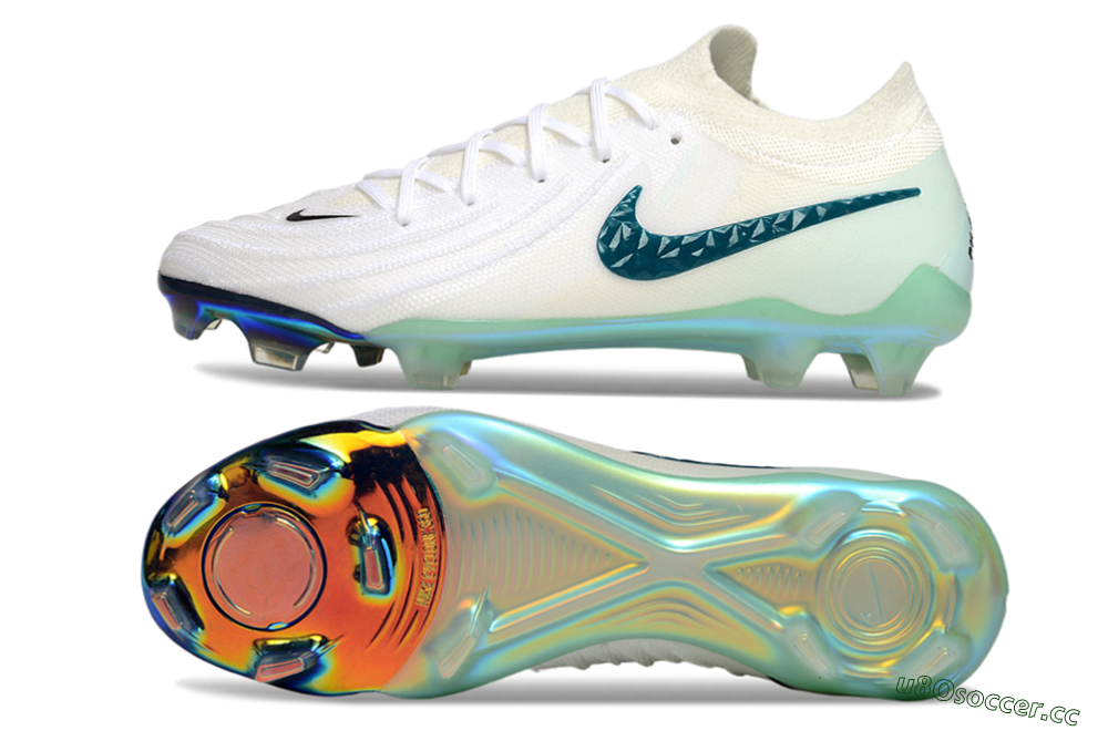 Men's Nike Phantom GX 2 Elite FG Firm Ground Low-Tops Football Boots - White/Black/Jade 1