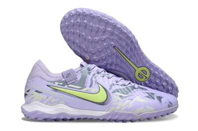Men's Nike Tiempo Legend 10 Pro TF Artificial Turf Low-Tops Football Shoes - Purple/Black/Yellow