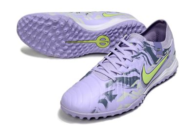 Men's Nike Tiempo Legend 10 Pro TF Artificial Turf Low-Tops Football Shoes - Purple/Black/Yellow