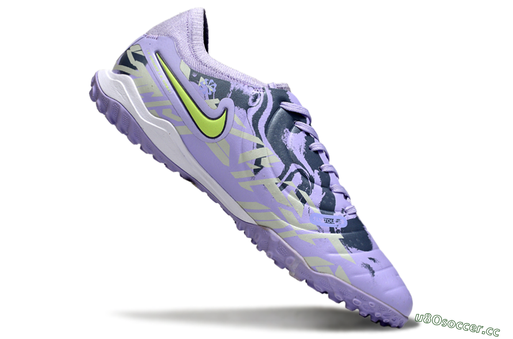 Men's Nike Tiempo Legend 10 Pro TF Artificial Turf Low-Tops Football Shoes - Purple/Black/Yellow 4