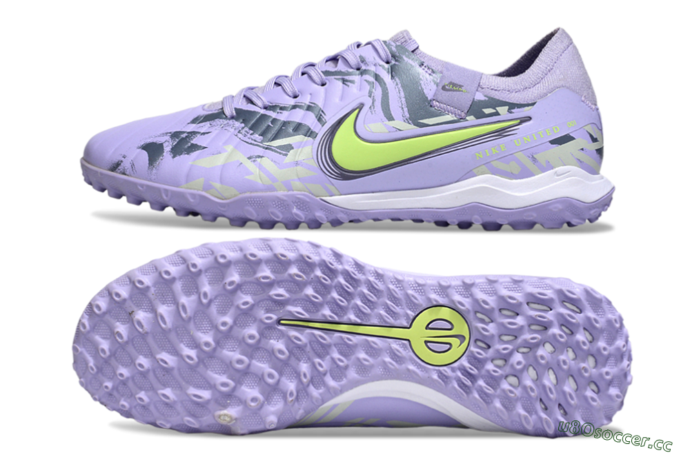 Men's Nike Tiempo Legend 10 Pro TF Artificial Turf Low-Tops Football Shoes - Purple/Black/Yellow 1