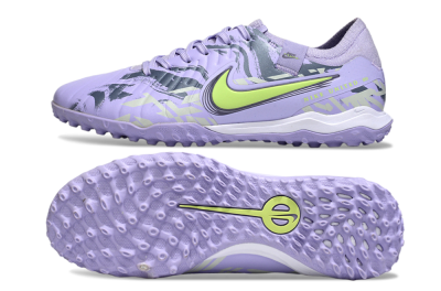 Men's Nike Tiempo Legend 10 Pro TF Artificial Turf Low-Tops Football Shoes - Purple/Black/Yellow