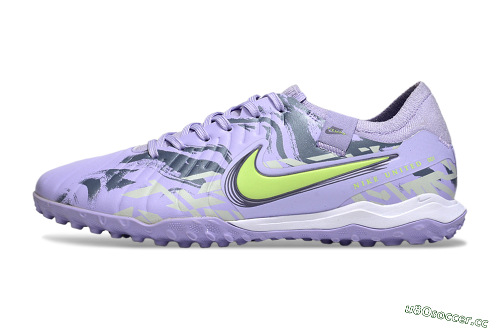 Men's Nike Tiempo Legend 10 Pro TF Artificial Turf Low-Tops Football Shoes - Purple/Black/Yellow 0