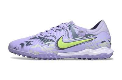 Men's Nike Tiempo Legend 10 Pro TF Artificial Turf Low-Tops Football Shoes - Purple/Black/Yellow
