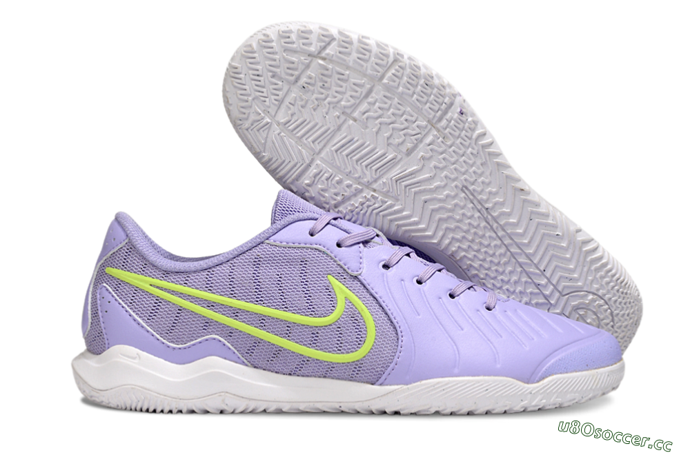 Men's Nike Tiempo Legend 10 Academy IC Indoor & Futsal Low-Tops Football Shoes - Purple/Yellow 2