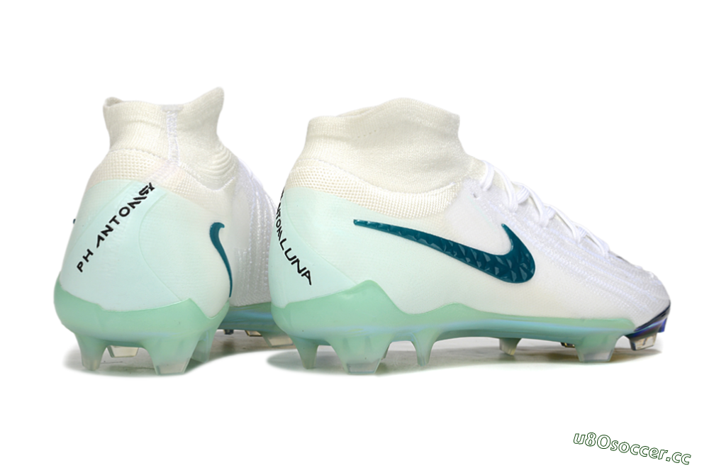Men's Nike Phantom Luna Elite NU FG Firm Ground Low-Tops Football Boots - White/Black/Jade 6
