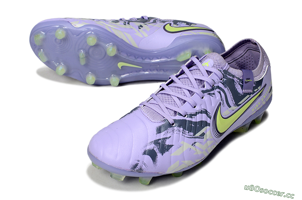 Men's Nike Tiempo Legend 10 Elite FG Firm Ground Low-Tops Football Boots - Purple/Black/Yellow 3