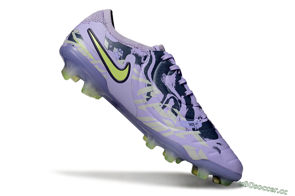 Men's Nike Tiempo Legend 10 Elite FG Firm Ground Low-Tops Football Boots - Purple/Black/Yellow 4
