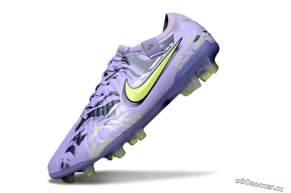 Men's Nike Tiempo Legend 10 Elite FG Firm Ground Low-Tops Football Boots - Purple/Black/Yellow 5