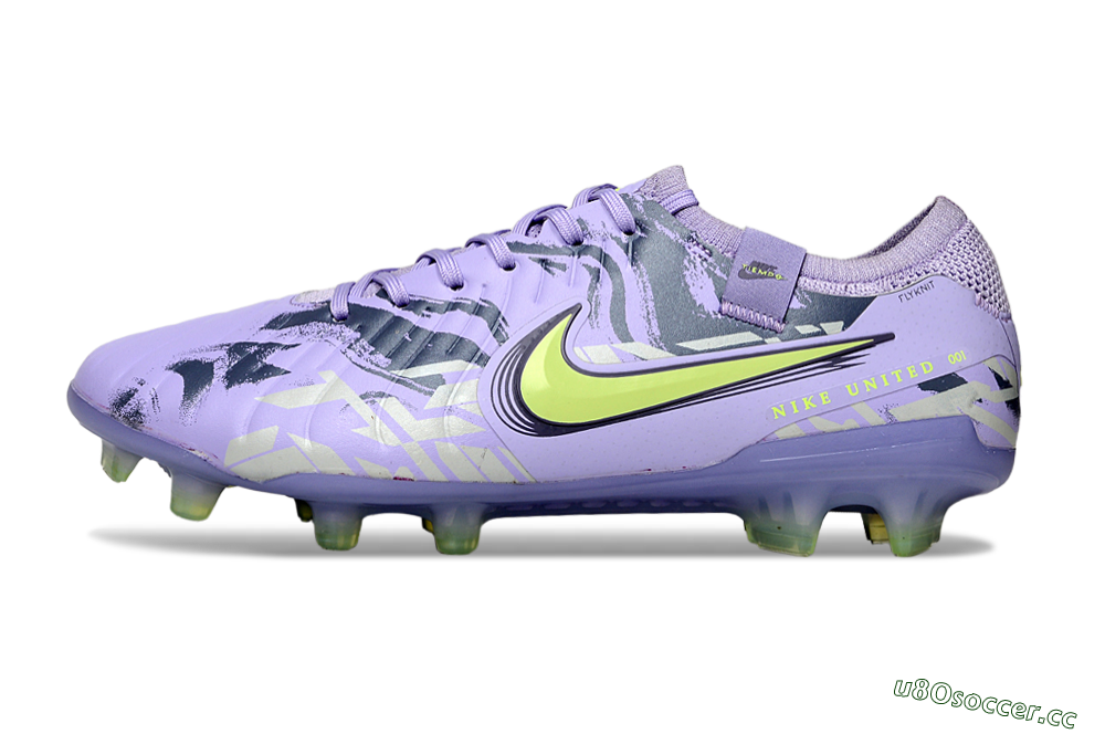 Men's Nike Tiempo Legend 10 Elite FG Firm Ground Low-Tops Football Boots - Purple/Black/Yellow 0