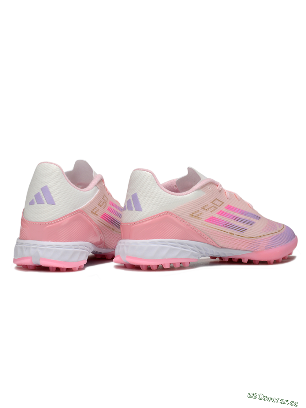 Unisex Adidas F50 Pro TF Artificial Turf Low-Tops Football Shoes - Pink/Purple/Gold 6