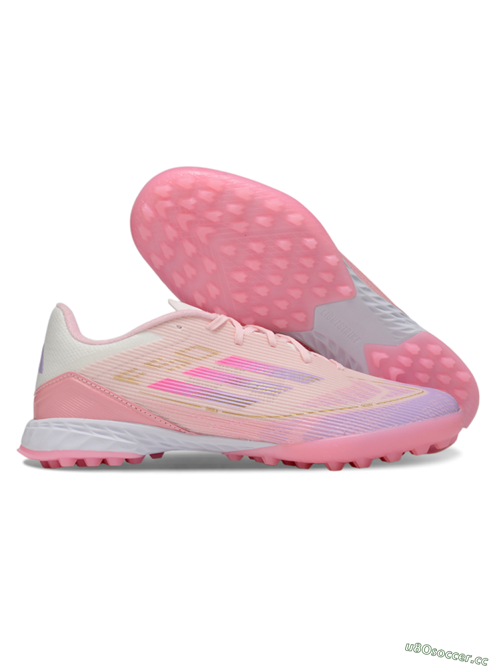 Unisex Adidas F50 Pro TF Artificial Turf Low-Tops Football Shoes - Pink/Purple/Gold 2