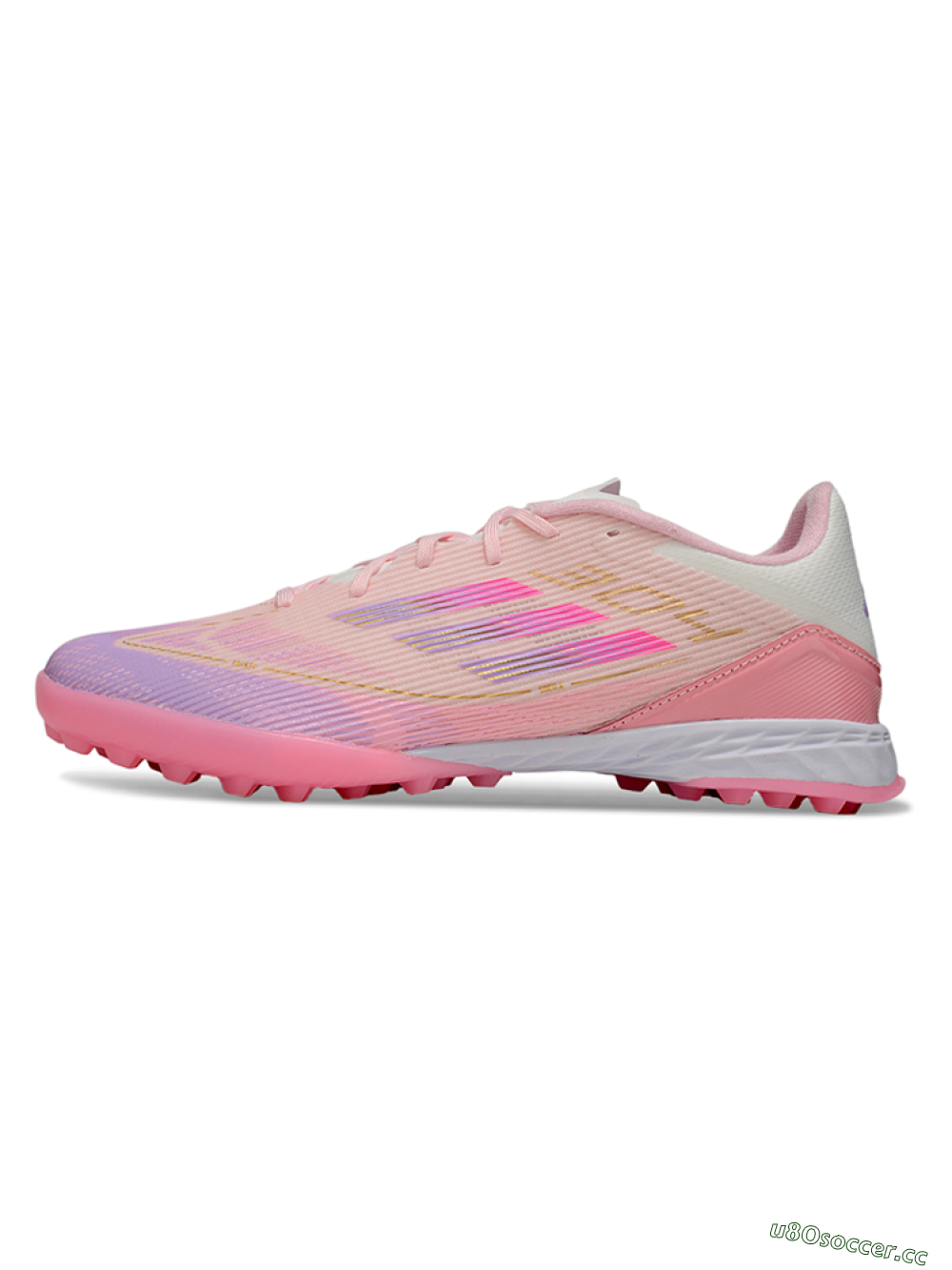 Unisex Adidas F50 Pro TF Artificial Turf Low-Tops Football Shoes - Pink/Purple/Gold 0