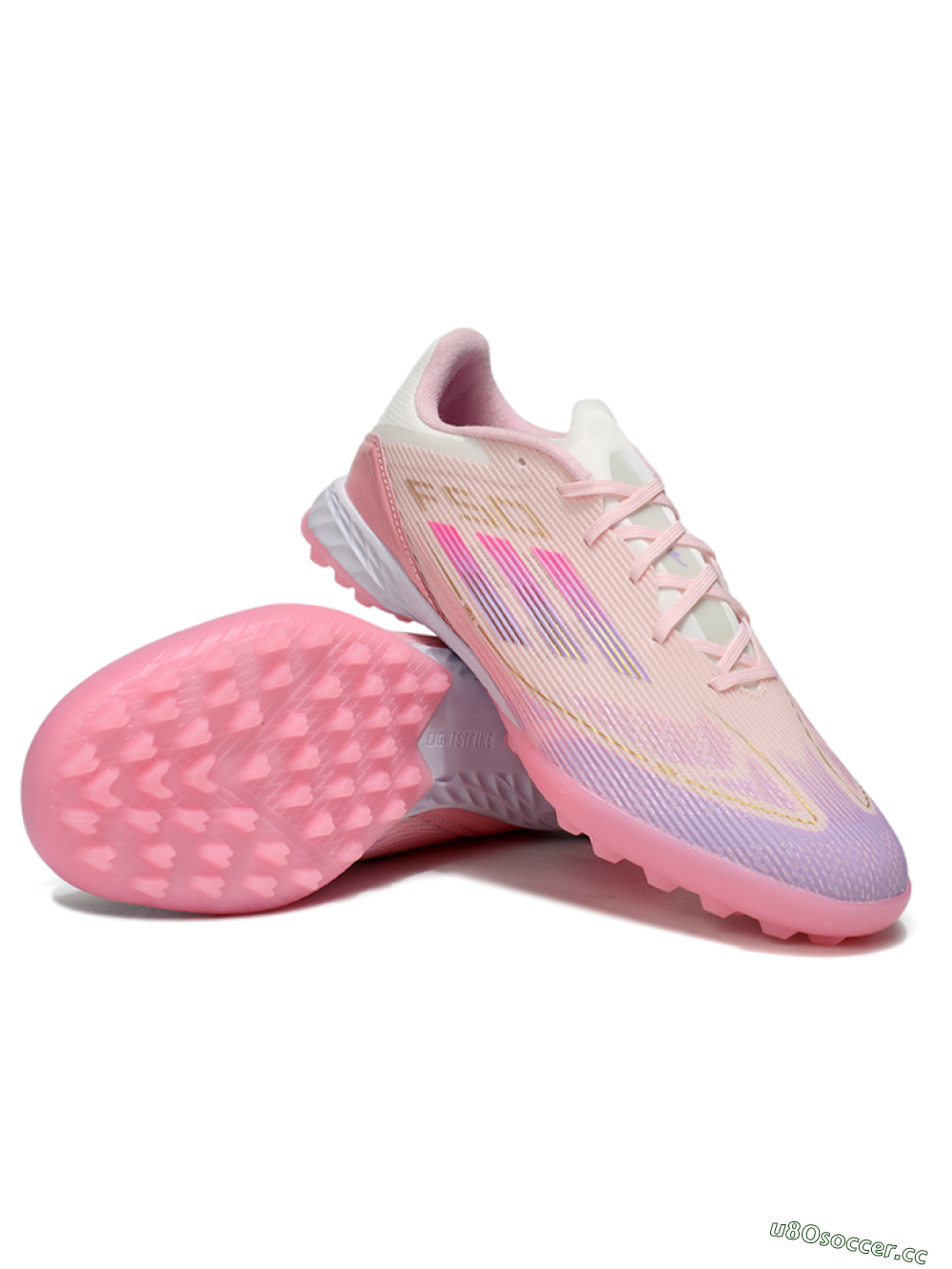 Unisex Adidas F50 Pro TF Artificial Turf Low-Tops Football Shoes - Pink/Purple/Gold 3