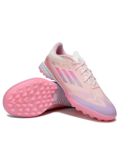 Unisex Adidas F50 Pro TF Artificial Turf Low-Tops Football Shoes - Pink/Purple/Gold