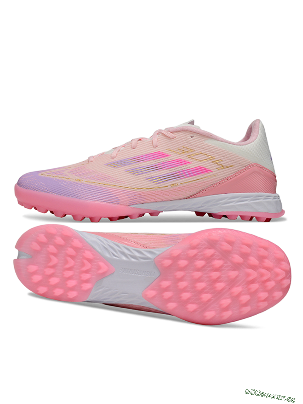 Unisex Adidas F50 Pro TF Artificial Turf Low-Tops Football Shoes - Pink/Purple/Gold 1