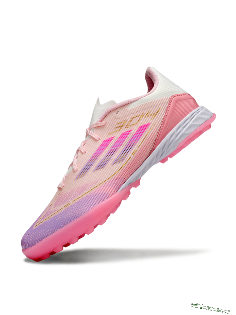 Unisex Adidas F50 Pro TF Artificial Turf Low-Tops Football Shoes - Pink/Purple/Gold 5