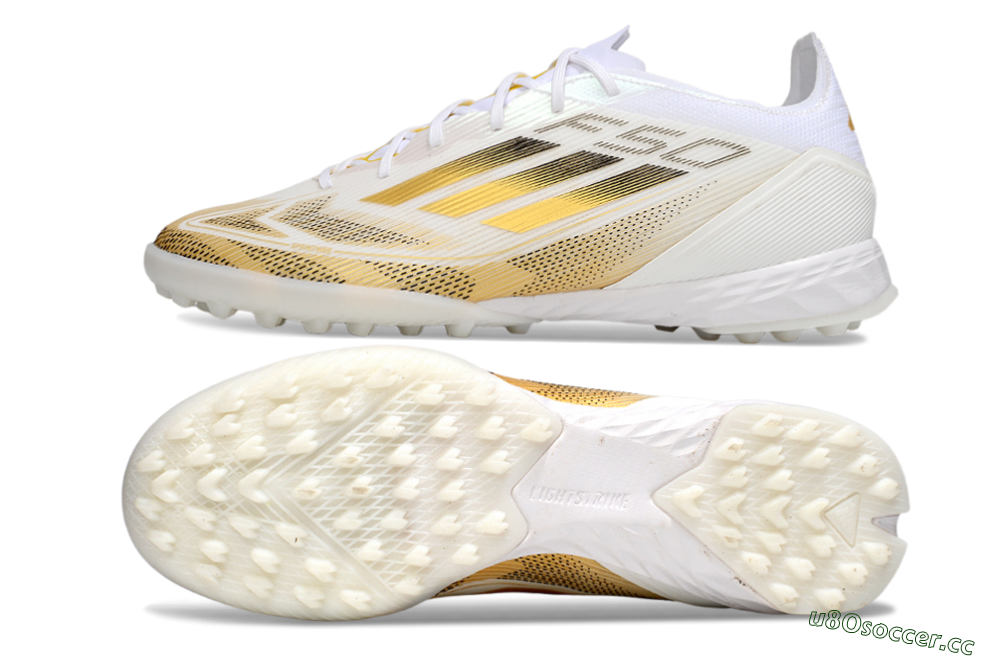Men's Adidas F50 Elite Kings League TF Artificial Turf Low-Tops Football Shoes - White/Yellow/Black 1