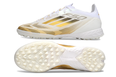 Men's Adidas F50 Elite Kings League TF Artificial Turf Low-Tops Football Shoes - White/Yellow/Black