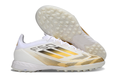 Men's Adidas F50 Elite Kings League TF Artificial Turf Low-Tops Football Shoes - White/Yellow/Black
