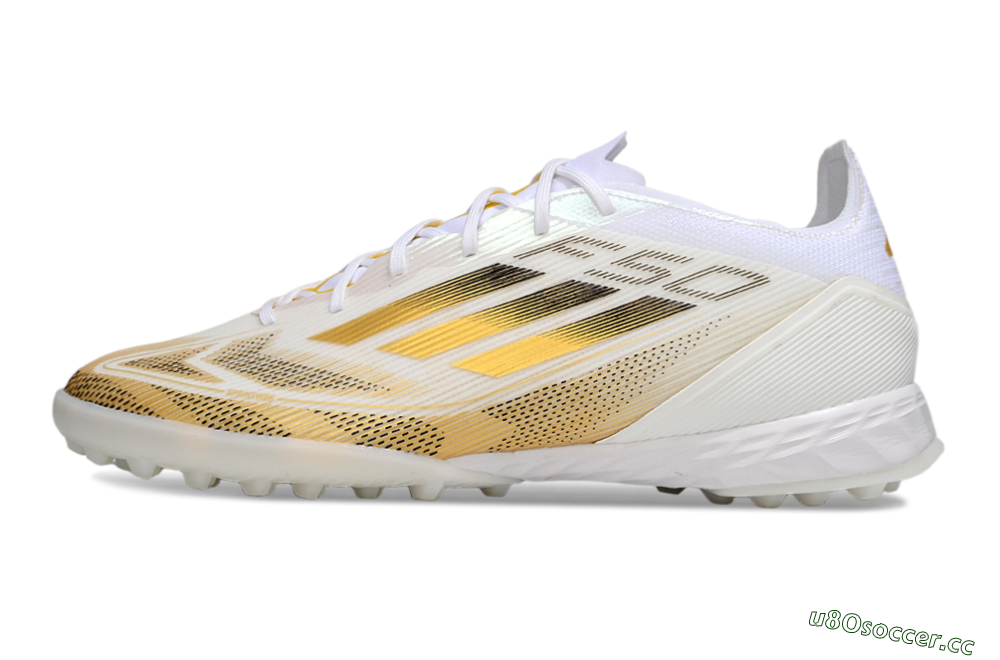 Men's Adidas F50 Elite Kings League TF Artificial Turf Low-Tops Football Shoes - White/Yellow/Black 0
