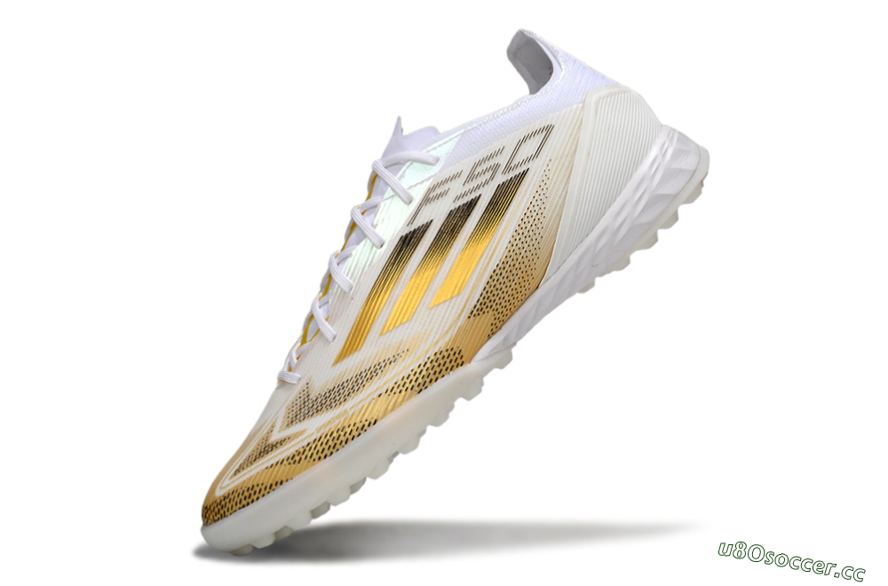 Men's Adidas F50 Elite Kings League TF Artificial Turf Low-Tops Football Shoes - White/Yellow/Black 5
