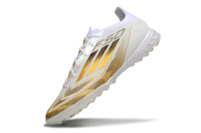 Men's Adidas F50 Elite Kings League TF Artificial Turf Low-Tops Football Shoes - White/Yellow/Black