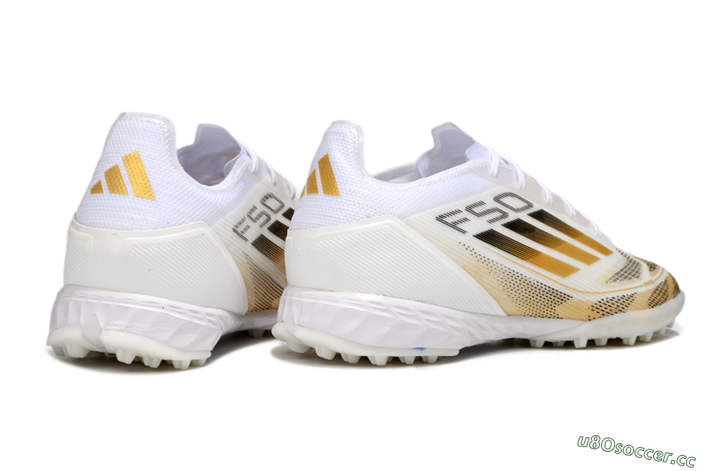 Men's Adidas F50 Elite Kings League TF Artificial Turf Low-Tops Football Shoes - White/Yellow/Black 6