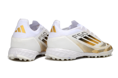 Men's Adidas F50 Elite Kings League TF Artificial Turf Low-Tops Football Shoes - White/Yellow/Black