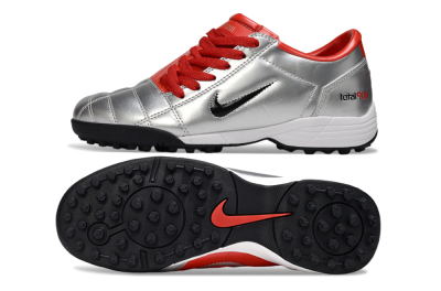 Unisex Nike Total 90 II TF Artificial Turf Low-Tops Football Shoes - Silver/Black/Red