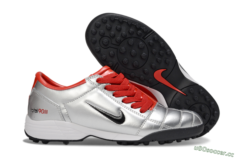 Unisex Nike Total 90 II TF Artificial Turf Low-Tops Football Shoes - Silver/Black/Red 2