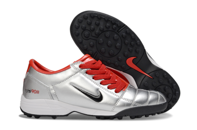 Unisex Nike Total 90 II TF Artificial Turf Low-Tops Football Shoes - Silver/Black/Red