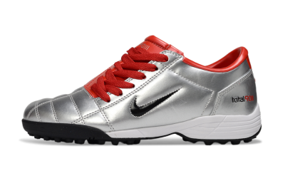 Unisex Nike Total 90 II TF Artificial Turf Low-Tops Football Shoes - Silver/Black/Red