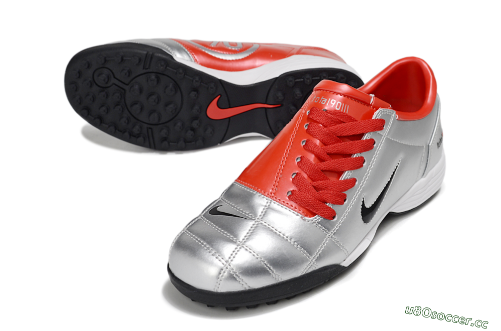Unisex Nike Total 90 II TF Artificial Turf Low-Tops Football Shoes - Silver/Black/Red 3