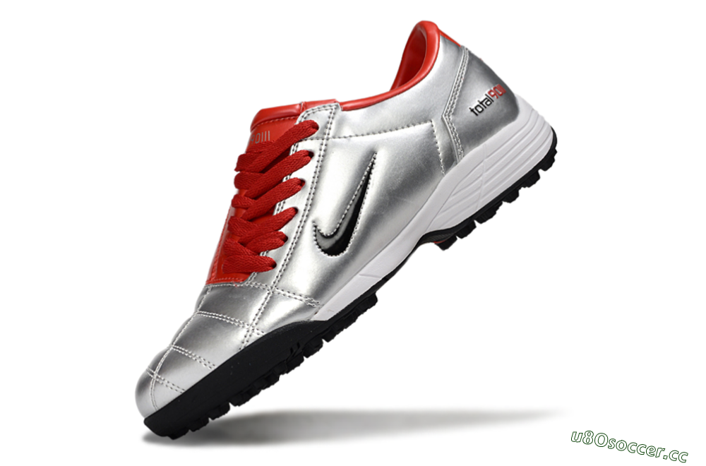 Unisex Nike Total 90 II TF Artificial Turf Low-Tops Football Shoes - Silver/Black/Red 5