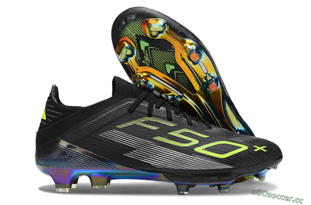 Men's Adidas F50+ Elite Lightstrike Pro FG Firm Ground Low-Tops Football Boots - Black/Yellow/Silver 2