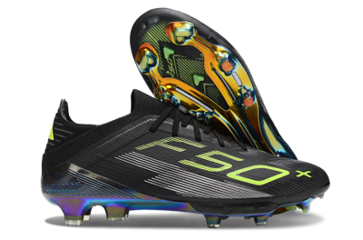 Men's Adidas F50+ Elite Lightstrike Pro FG Firm Ground Low-Tops Football Boots - Black/Yellow/Silver