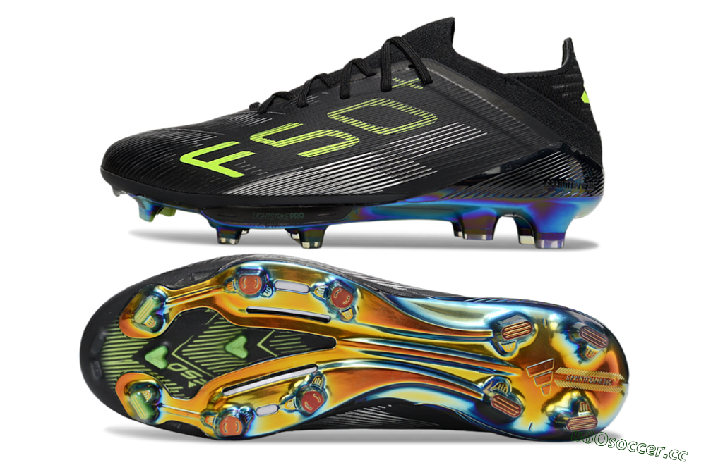 Men's Adidas F50+ Elite Lightstrike Pro FG Firm Ground Low-Tops Football Boots - Black/Yellow/Silver 1