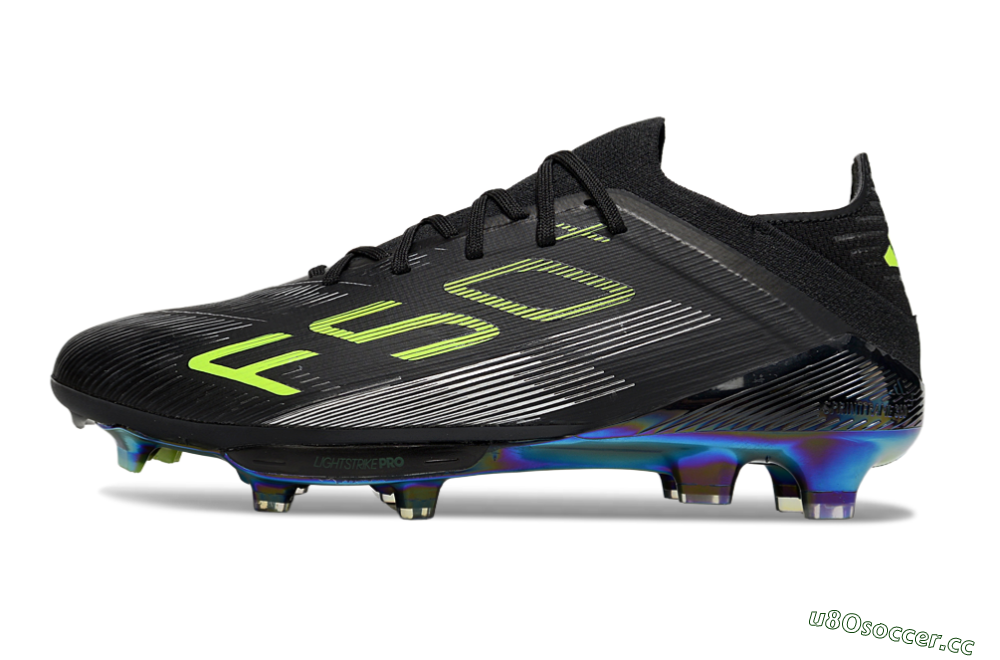 Men's Adidas F50+ Elite Lightstrike Pro FG Firm Ground Low-Tops Football Boots - Black/Yellow/Silver 0