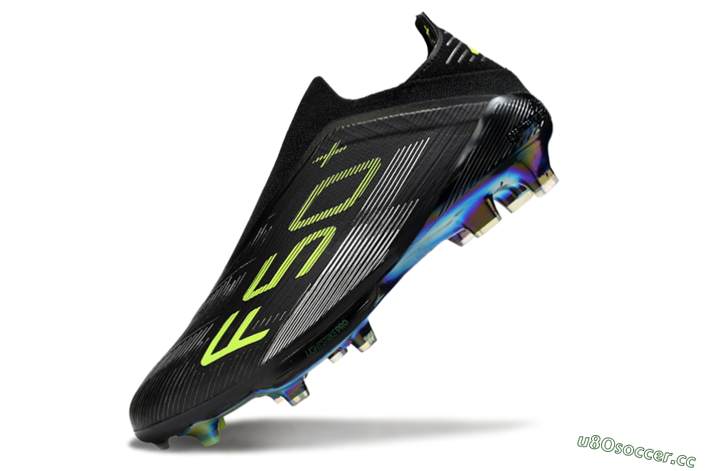 Men's Adidas F50+ Elite Lightstrike Pro Laceless FG Firm Ground Low-Tops Football Boots - Black/Yellow/Silver 5