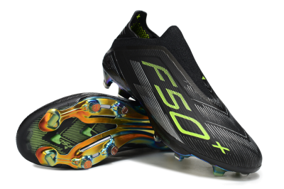 Men's Adidas F50+ Elite Lightstrike Pro Laceless FG Firm Ground Low-Tops Football Boots - Black/Yellow/Silver