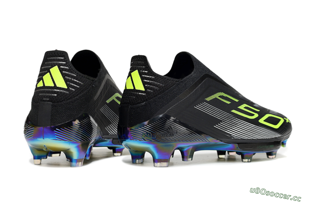 Men's Adidas F50+ Elite Lightstrike Pro Laceless FG Firm Ground Low-Tops Football Boots - Black/Yellow/Silver 6
