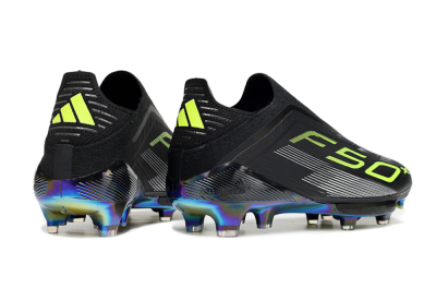 Men's Adidas F50+ Elite Lightstrike Pro Laceless FG Firm Ground Low-Tops Football Boots - Black/Yellow/Silver