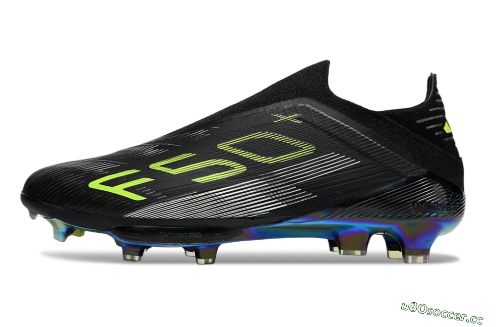 Men's Adidas F50+ Elite Lightstrike Pro Laceless FG Firm Ground Low-Tops Football Boots - Black/Yellow/Silver 0